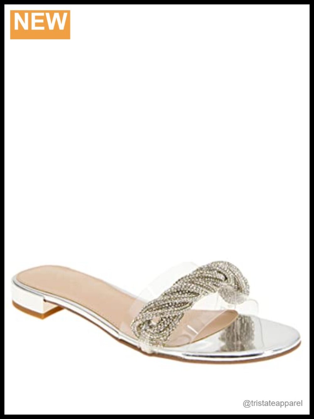 Rhinestone Slide Sandal with Memory Foam Insole and Flexible Outsole